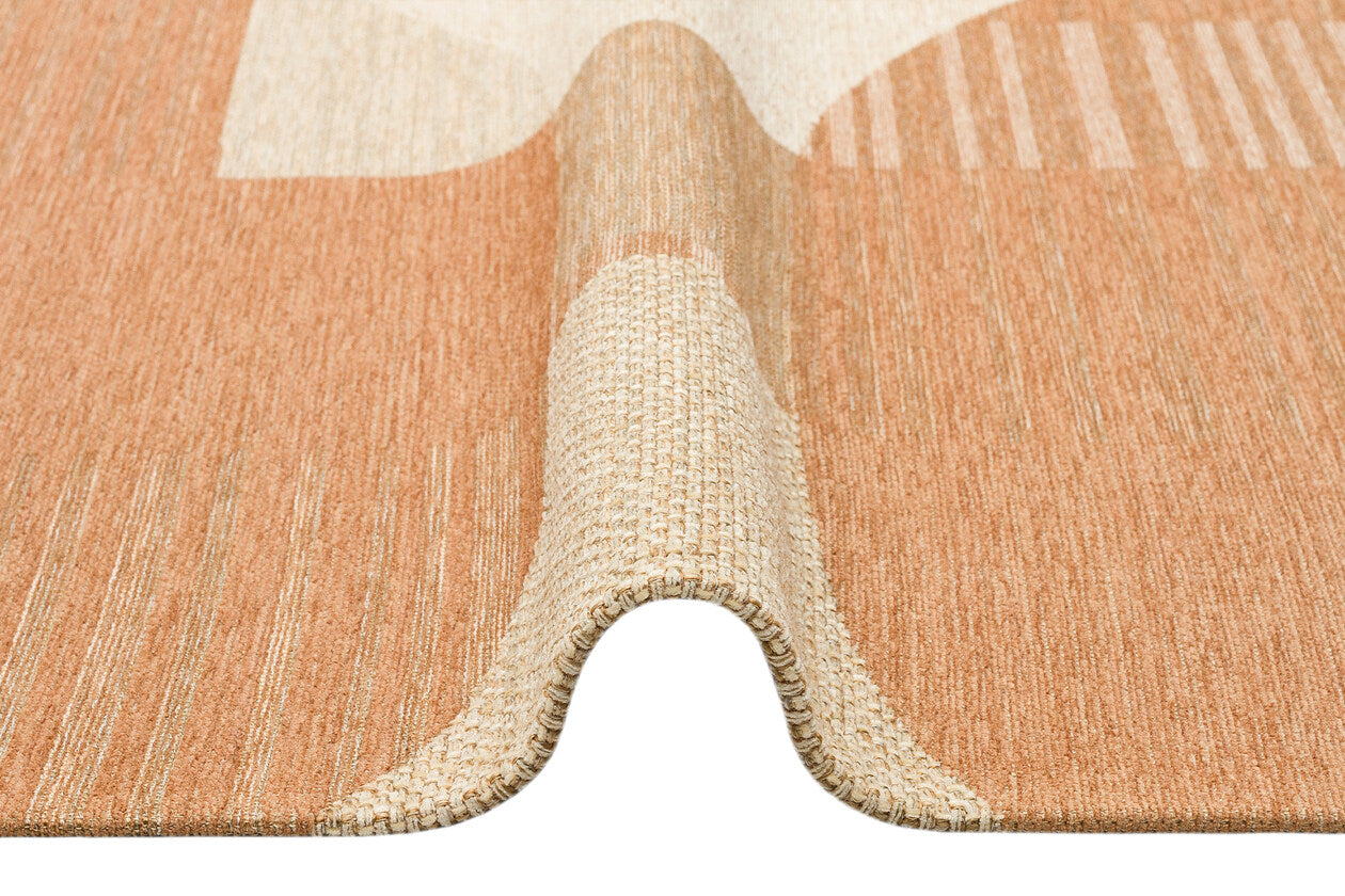 BRK 13 NATURAL BEIGE - BROOKLYN - Hasır Görünümlü Kaymaz Renkli Dokuma Modern Kilim